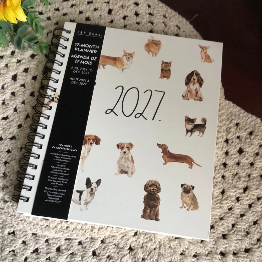 Rae Dunn White 2027 Planner with Dog Illustrations